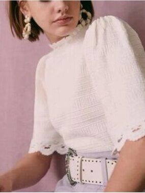 Sézane La Maille White Textured Top